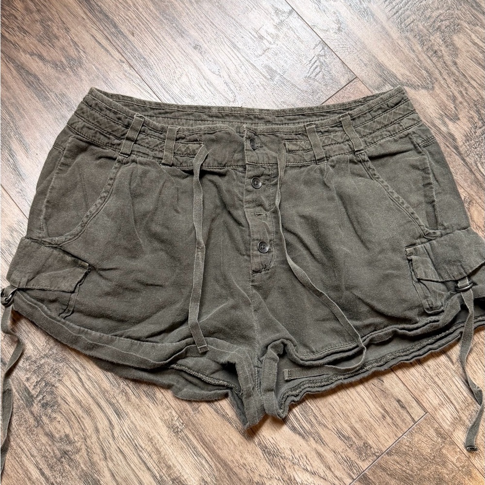 Free People Casual Olive Green Drawstring Shorts
